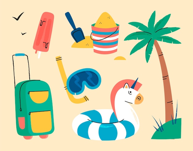 Free vector flat elements collection for summer season