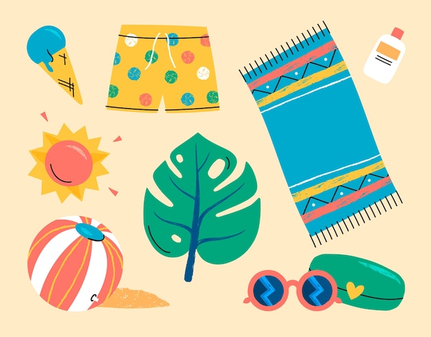 Free vector flat elements collection for summer season