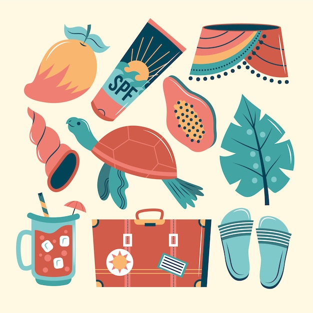 Free vector flat elements collection for summer