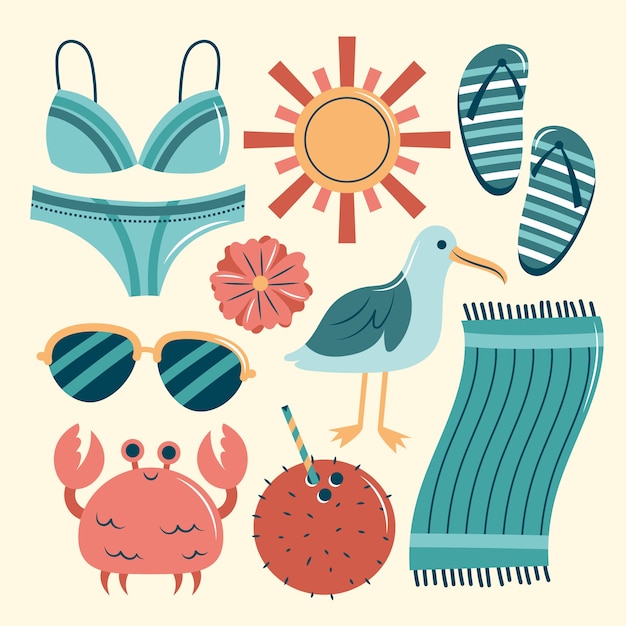 Flat Elements Collection for Summer – Vector Templates