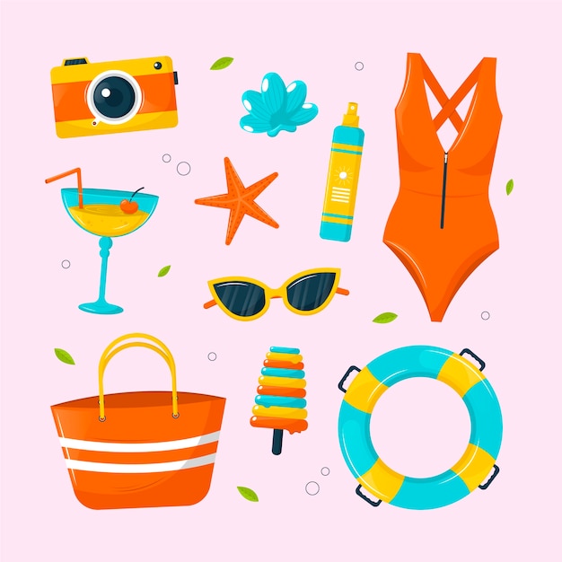 Free vector flat elements collection for summertime season