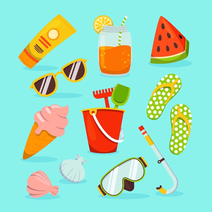 Free Vector flat elements collection for summertime