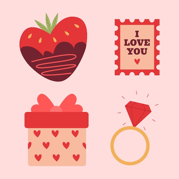 Free vector flat elements collection for valentines day celebration