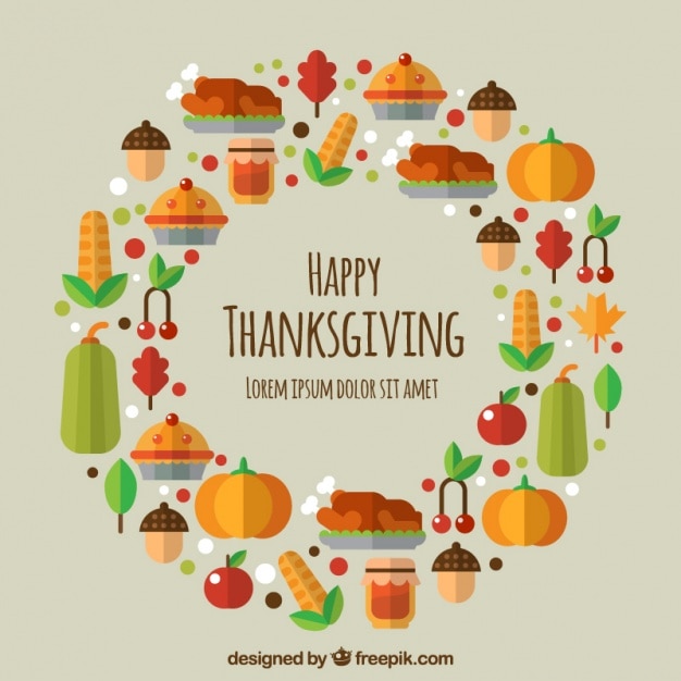 Free vector flat elements decorative background of thanksgiving