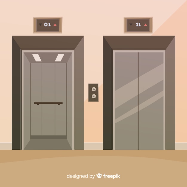 Free vector flat elevator concept with open and closed door