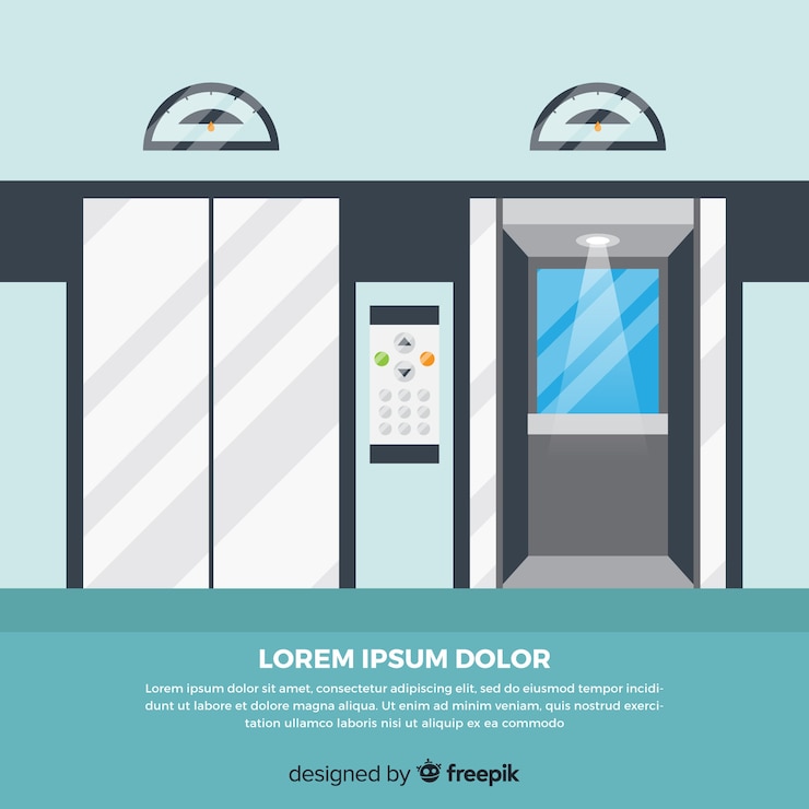 Free Vector flat elevator concept with open and closed door