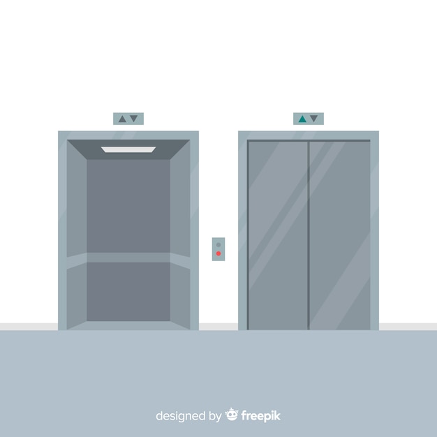 Free vector flat elevator concept with open and closed door