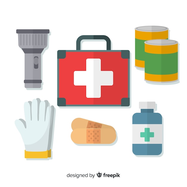 Free vector flat emergency survival kit