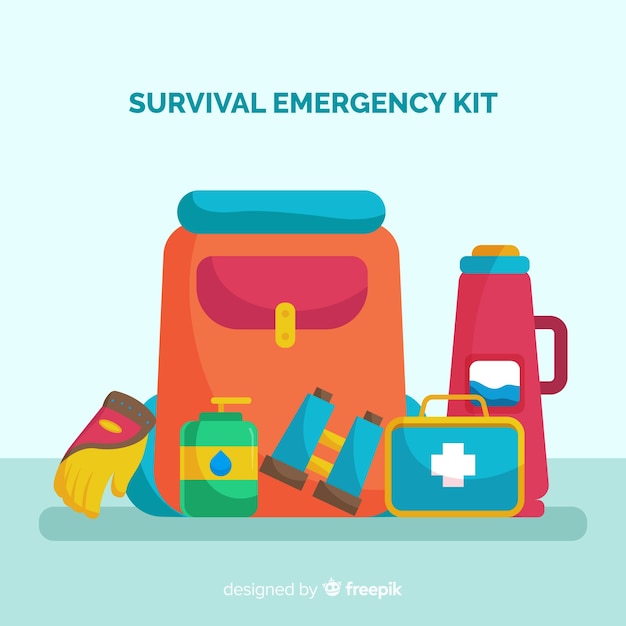 Free vector flat emergency survival kit