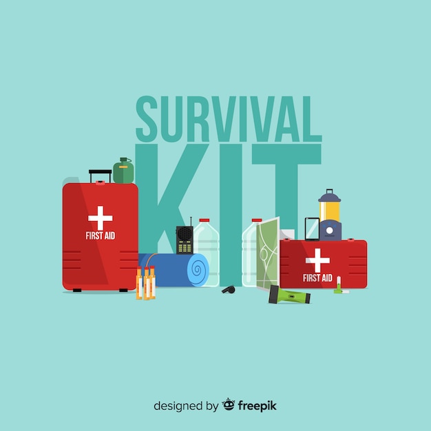 Flat emergency survival kit