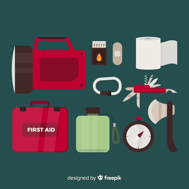 Flat emergency survival kit