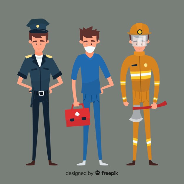 Free vector flat emergency team concept