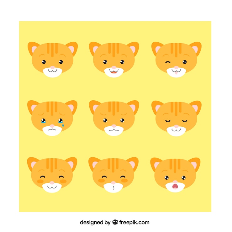 Free Vector flat emoji collection of cute tiger