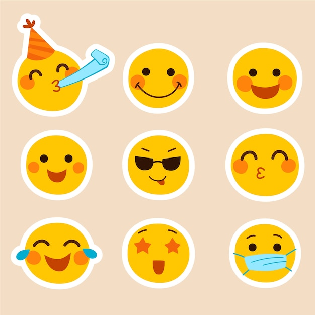 Flat emoji sticker set