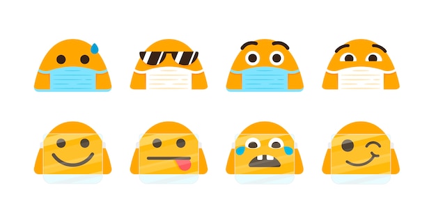 Vettore gratuito emoji piatte con set di maschere per il viso