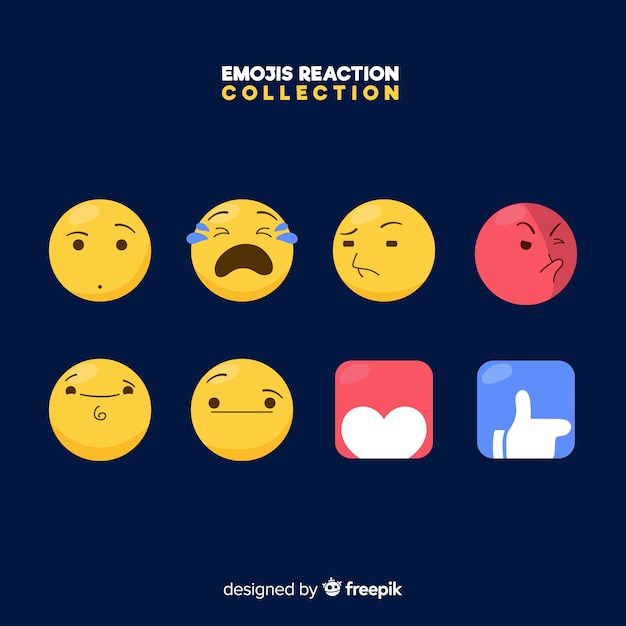 Flat emoticon reaction collectio