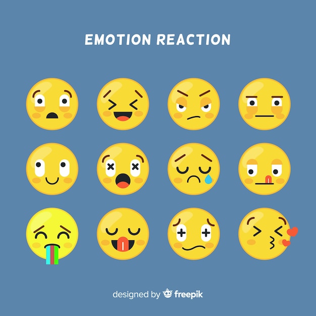 Flat emoticon reaction collectio