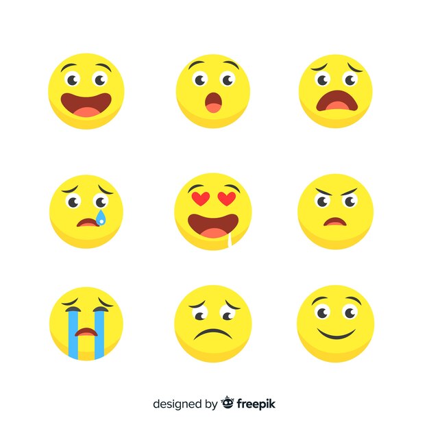 Flat emoticon reaction collectio