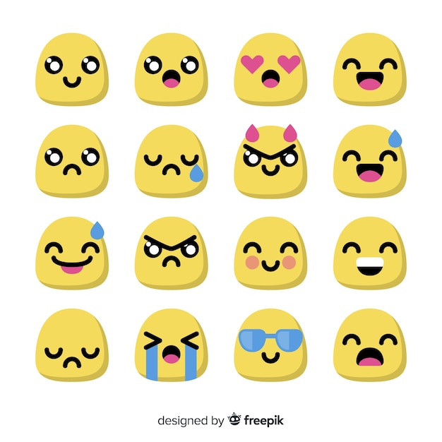 Flat emoticon reaction collectio