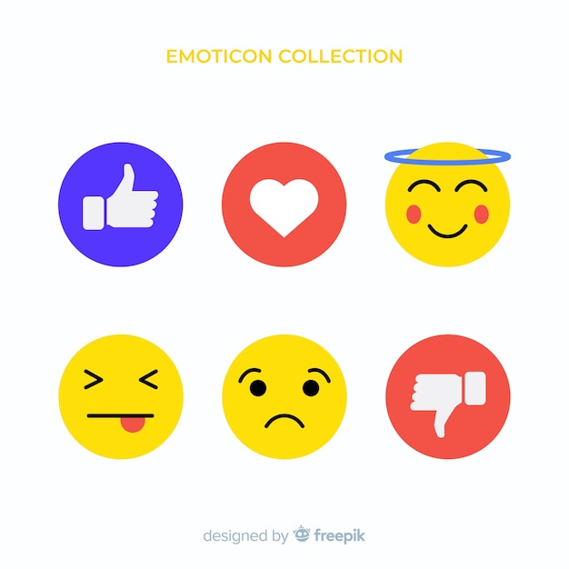 Flat emoticon reaction collectio