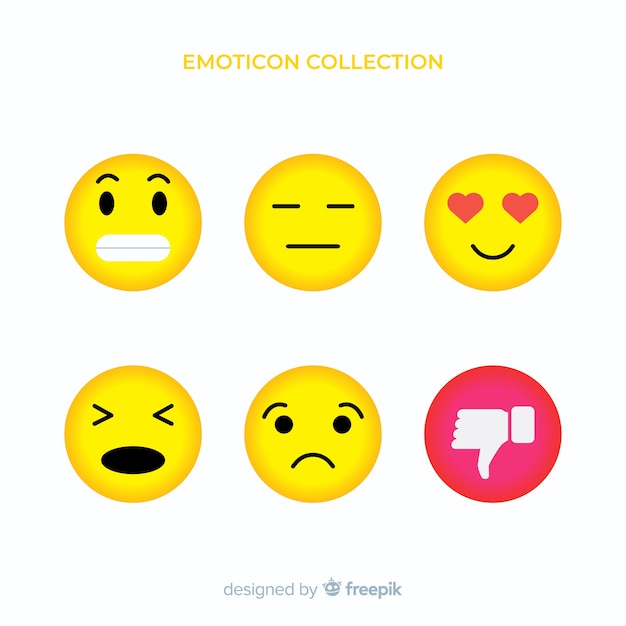 Vettore gratuito emoticon piatto reazione collectio