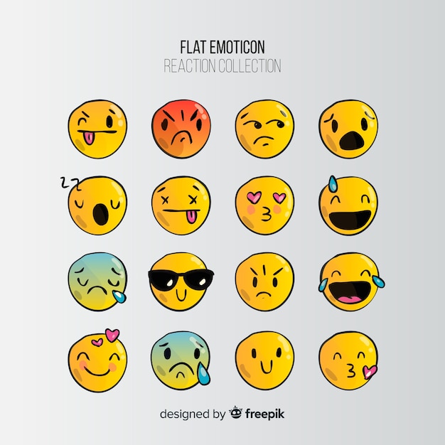 Flat emoticon reaction collectio