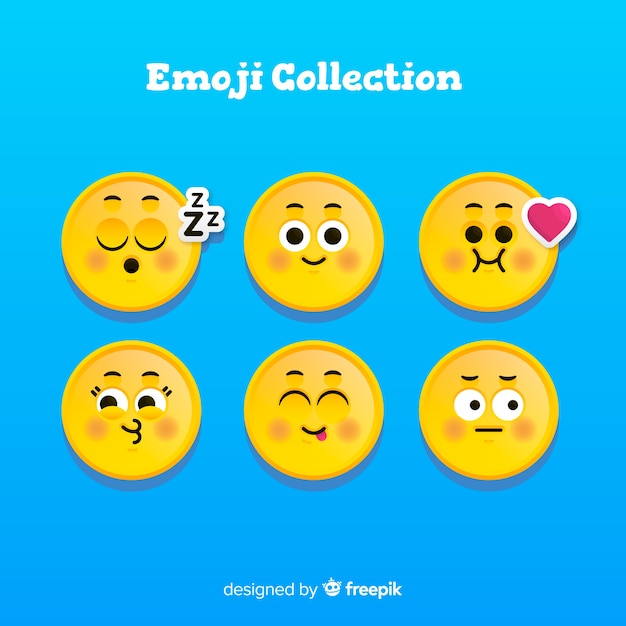 Flat emoticon reaction collectio