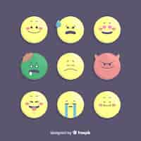 Free vector flat emoticon reaction collectio