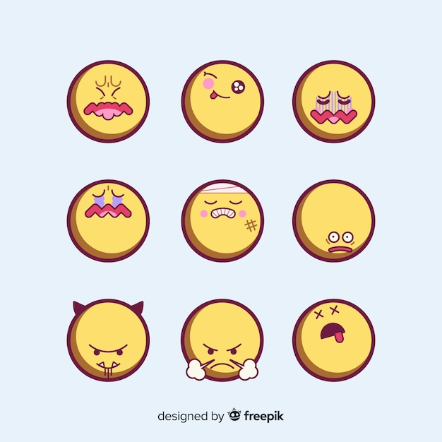 Flat emoticon reaction collectio