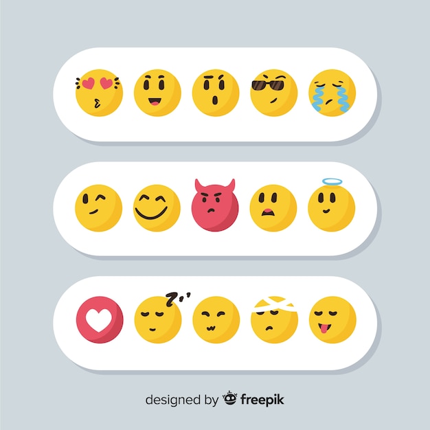 Free vector flat emoticon reaction collectio