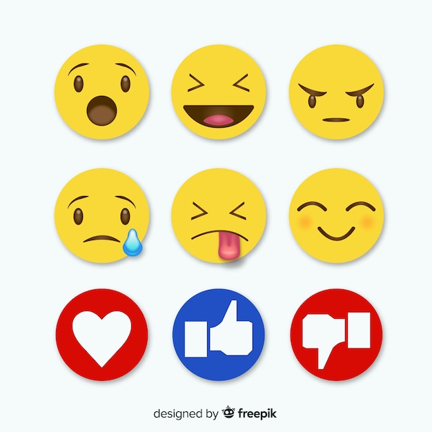 Free vector flat emoticon reaction collectio