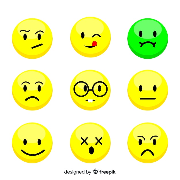 Free vector flat emoticon reaction collectio