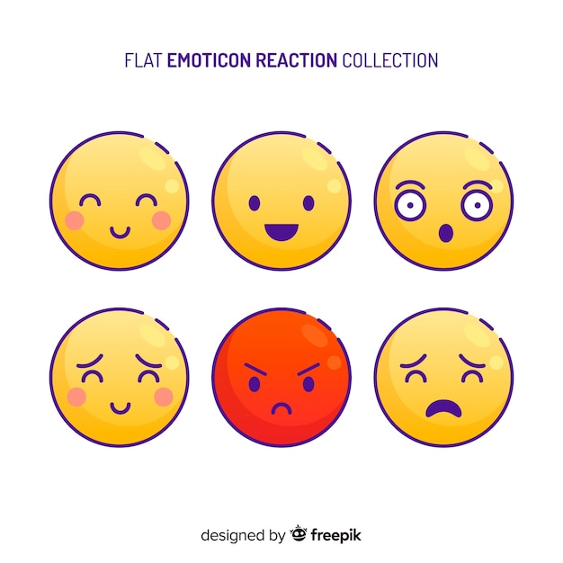 Free vector flat emoticon reaction collectio