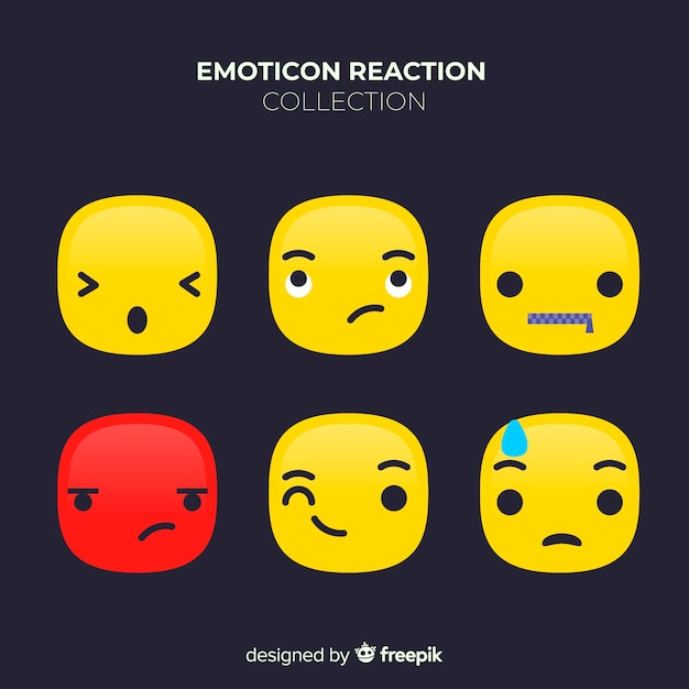 Flat emoticon reaction collectio