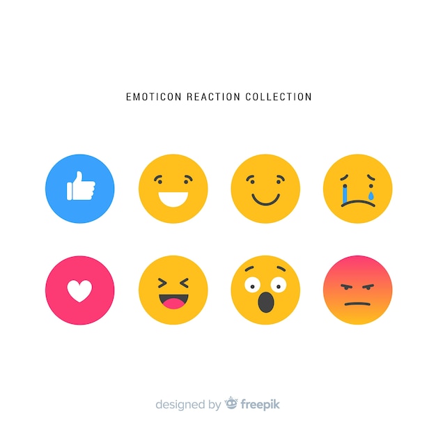 Free vector flat emoticon reaction collectio