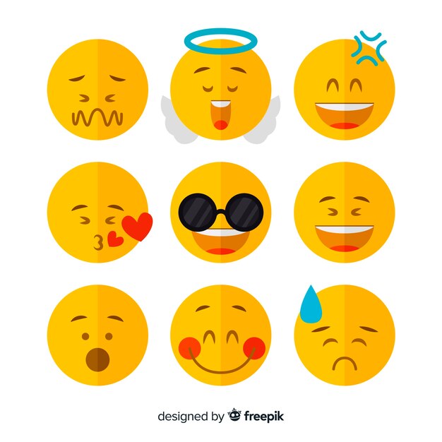 Free vector flat emoticon reaction collectio