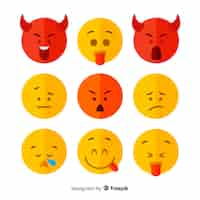 Free vector flat emoticon reaction collectio