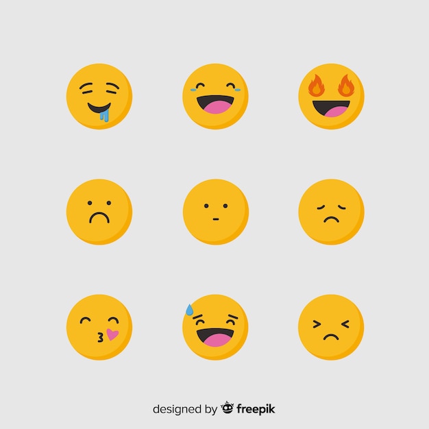 Flat emoticon reaction collectio