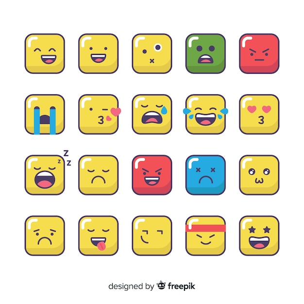 Flat emoticon reaction collectio