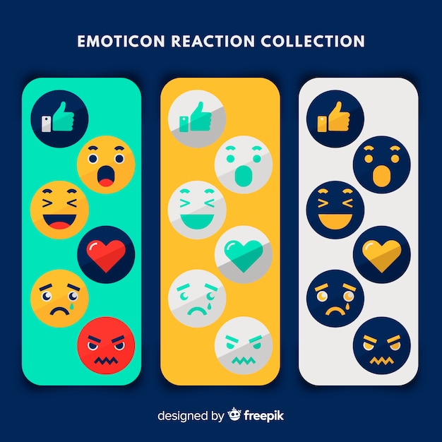 Raccolta di reazioni di emoticon piatto