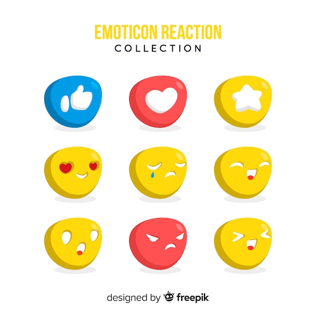 Raccolta di reazioni di emoticon piatto