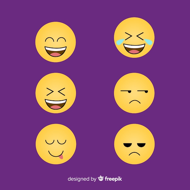 Raccolta di reazioni di emoticon piatto