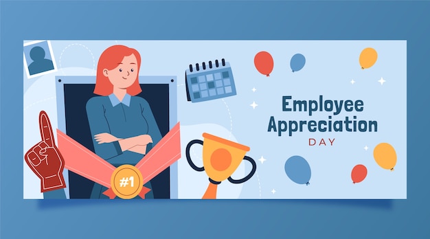 Flat employee appreciation day horizontal banner