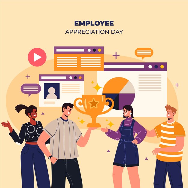 Flat employee appreciation day illustration