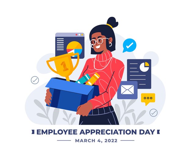 Flat employee appreciation day illustration