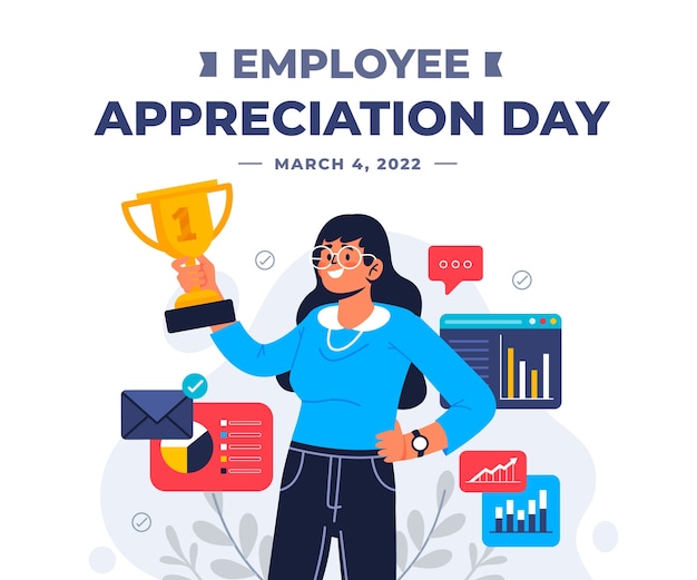 Flat employee appreciation day illustration