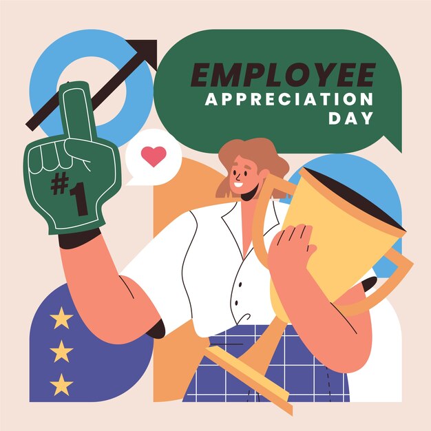 Flat employee appreciation day illustration