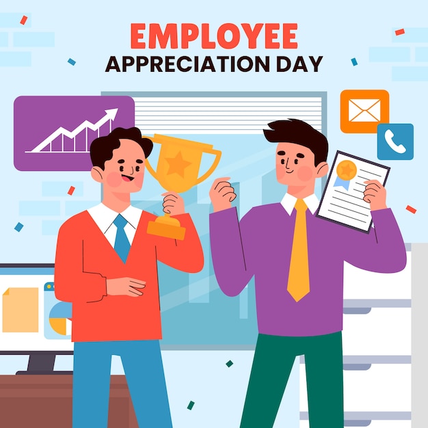 Flat employee appreciation day illustration