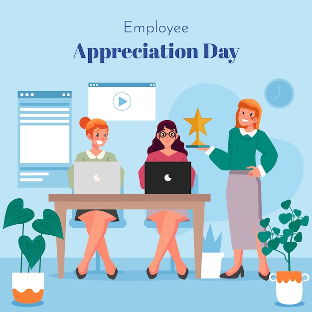 Flat employee appreciation day illustration