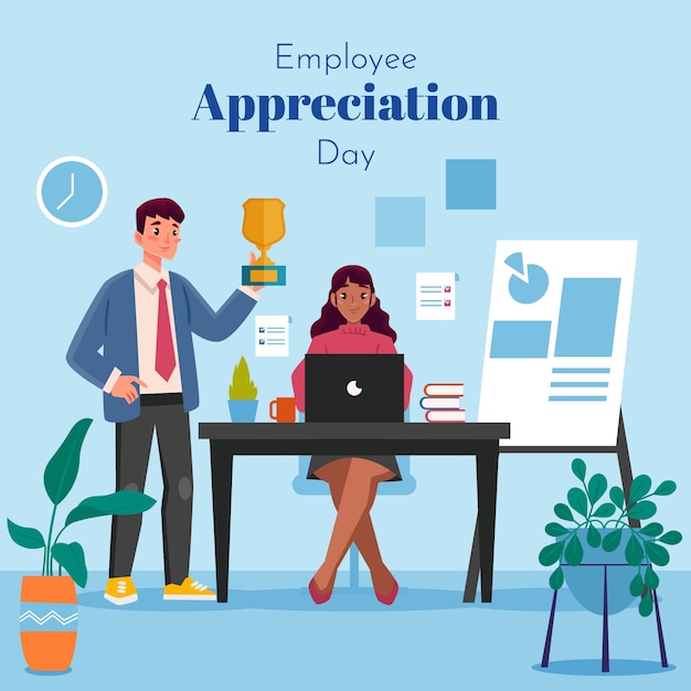 Flat employee appreciation day illustration